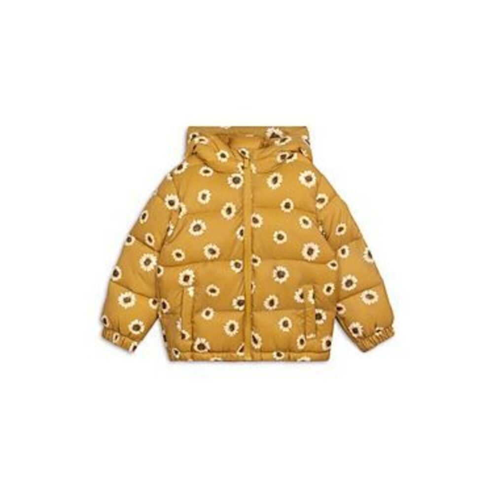 Miles the Label Girls' Sunflower Print Hooded Puffer Jacket - Baby Size 18M